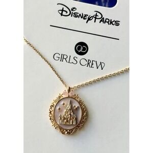 2026 Disney Parks Castle Cameo Icon Fantasyland Gold Necklace By Girls Crew New